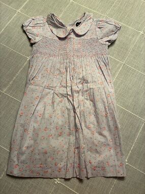 Girls' Smocked Floral Casual Dress - Pink on Light Lavender